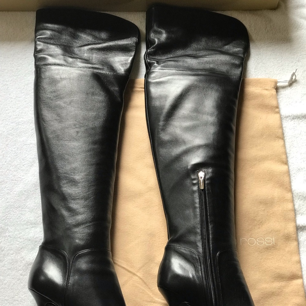 Authentic Sergio Rossi Over-The-Knee Leather Boots Size 40 - Picture 3 of 16